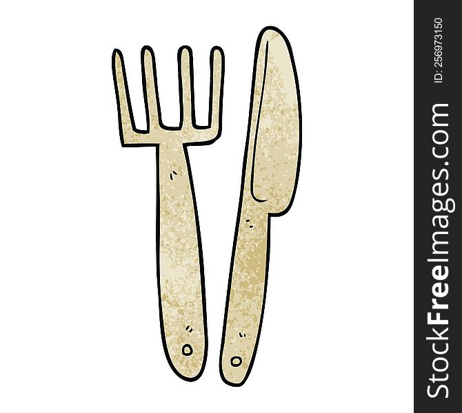 Cartoon Doodle Plastic Knife And Fork