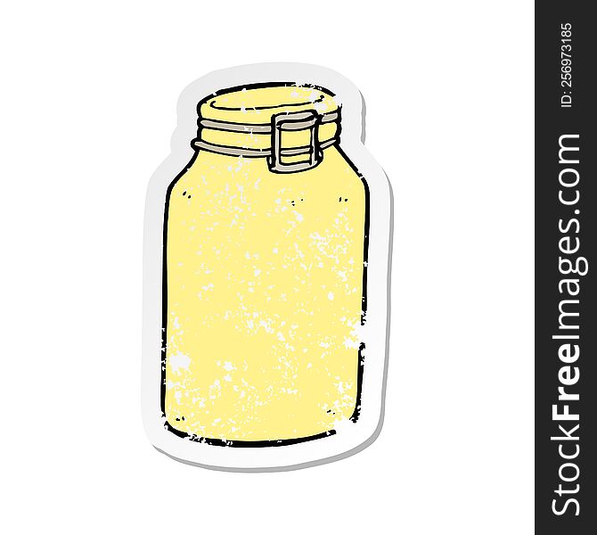 Retro Distressed Sticker Of A Cartoon Glass Jar