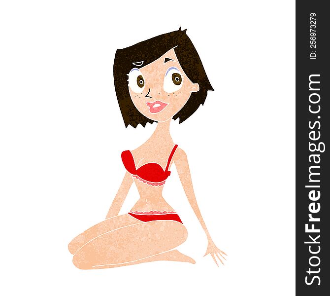 cartoon pretty woman in underwear