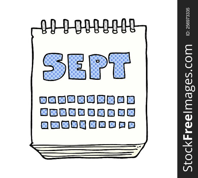 freehand drawn cartoon calendar showing month of September