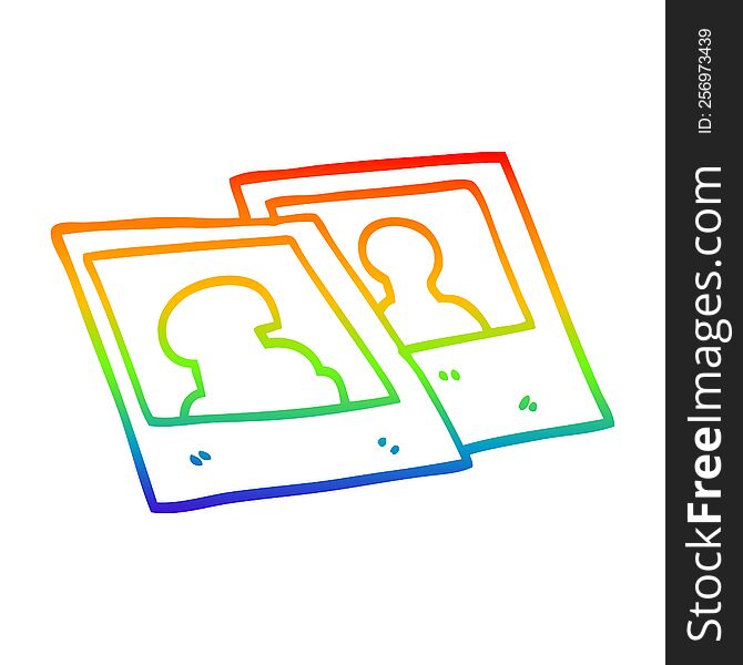 rainbow gradient line drawing of a cartoon instant photographs