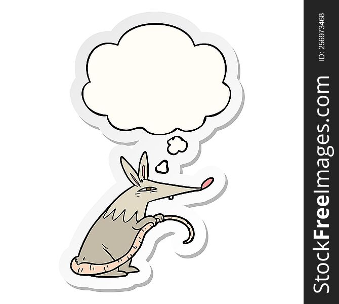Cartoon Rat And Thought Bubble As A Printed Sticker