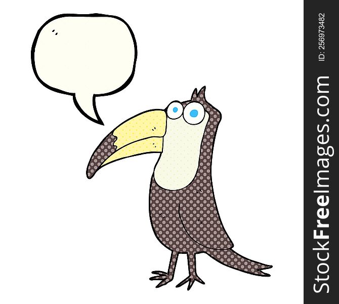 freehand drawn comic book speech bubble cartoon toucan