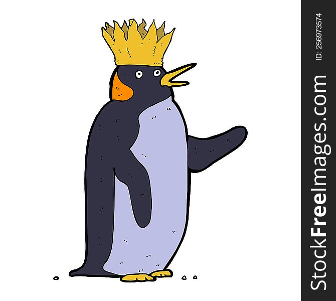 cartoon emperor penguin waving