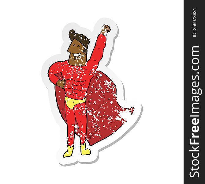 retro distressed sticker of a cartoon superhero