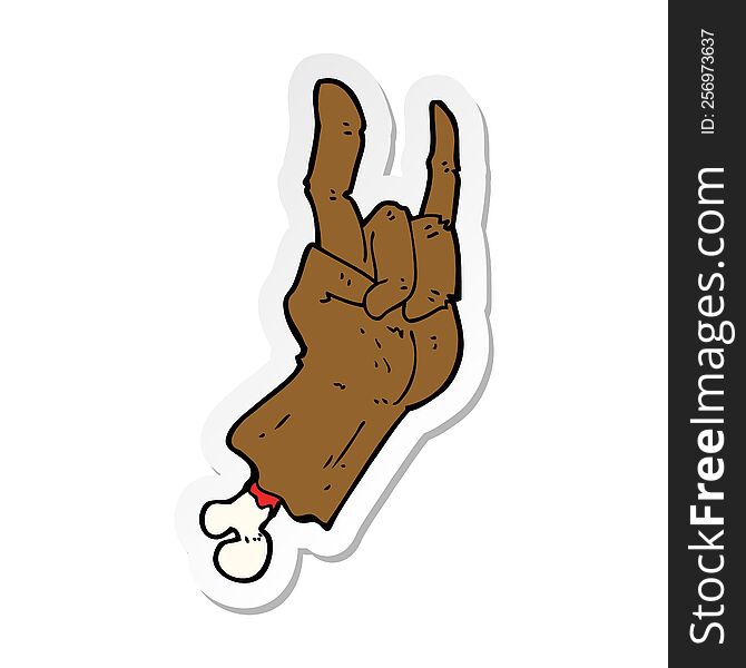 sticker of a cartoon hand making rock symbol