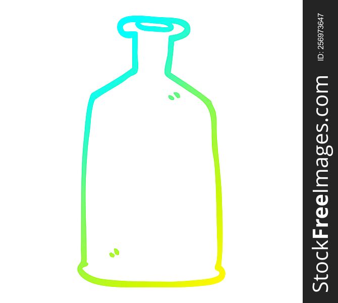 cold gradient line drawing of a cartoon clear glass bottle