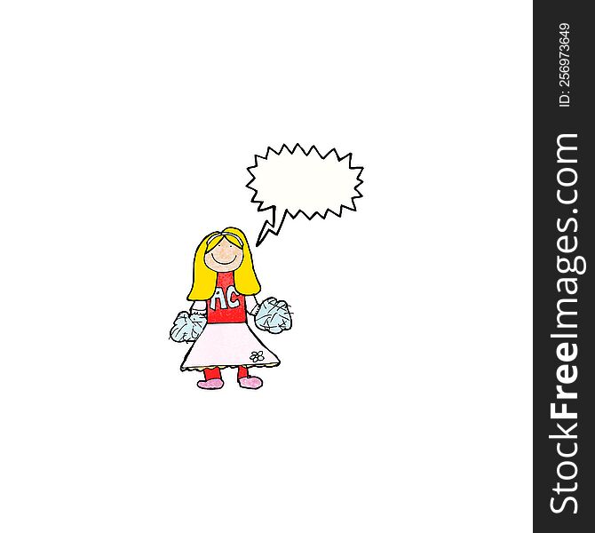 child\'s drawing of a cheerleader