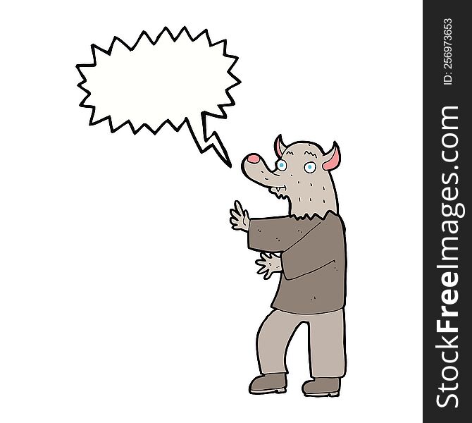 Cartoon Werewolf With Speech Bubble