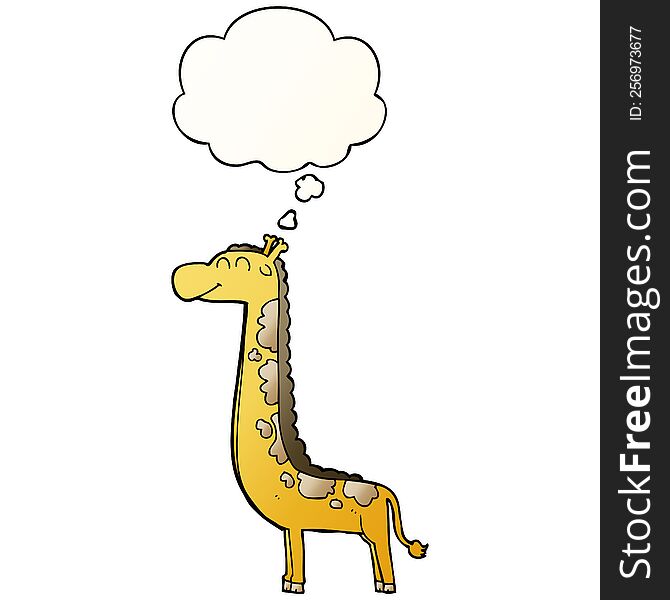 Cartoon Giraffe And Thought Bubble In Smooth Gradient Style