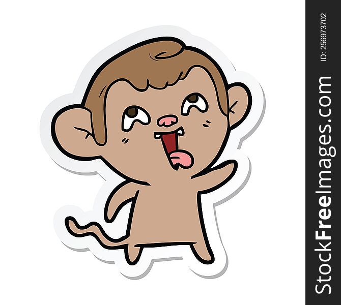 sticker of a crazy cartoon monkey