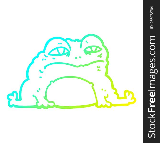 cold gradient line drawing of a cartoon toad