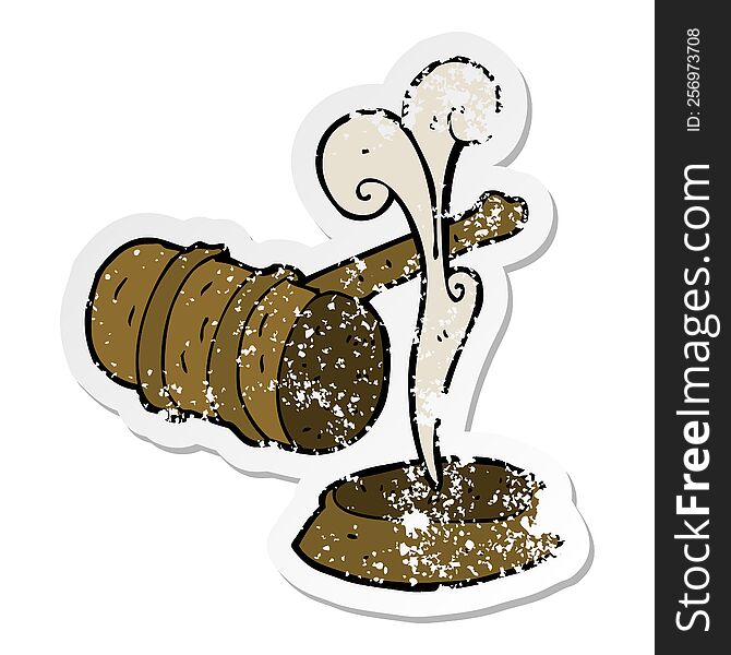 Retro Distressed Sticker Of A Cartoon Gavel