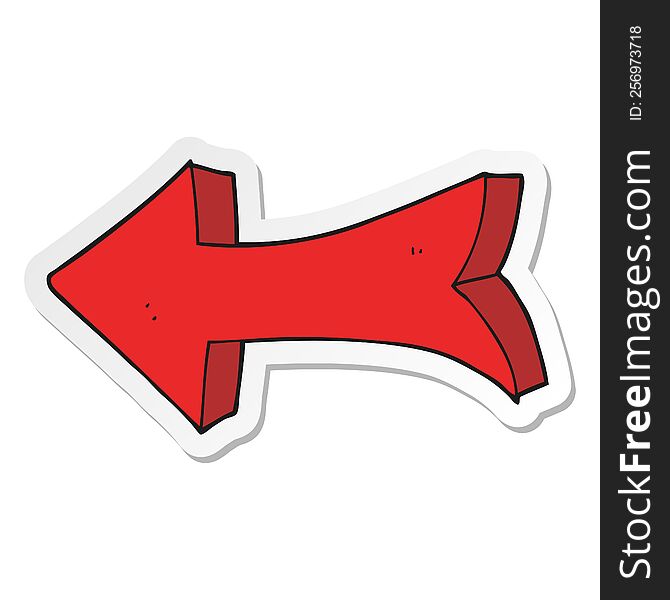 sticker of a cartoon pointing arrow