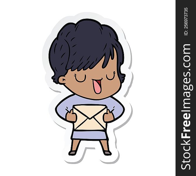 Sticker Of A Cartoon Woman Talking