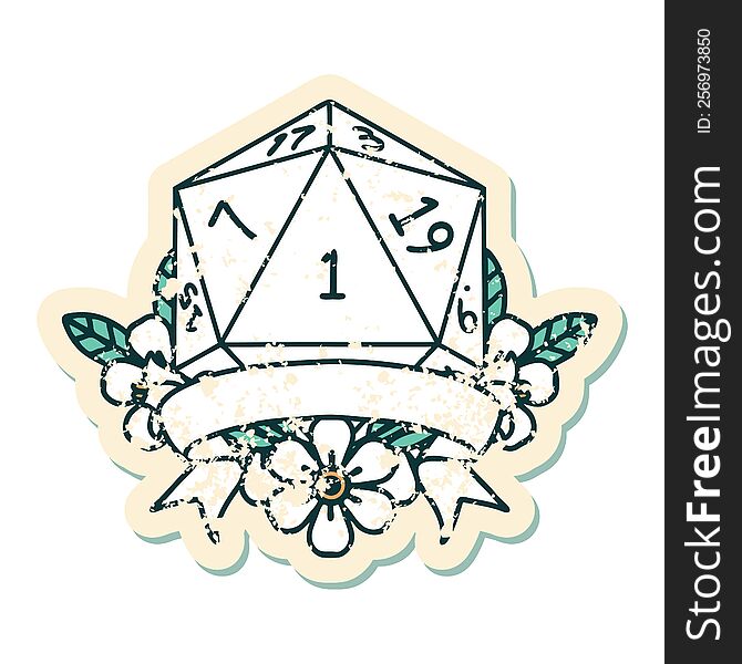 natural one d20 dice roll illustration