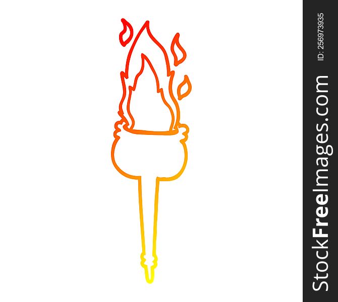 warm gradient line drawing of a cartoon flaming chalice