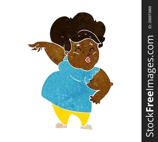 cartoon happy overweight lady