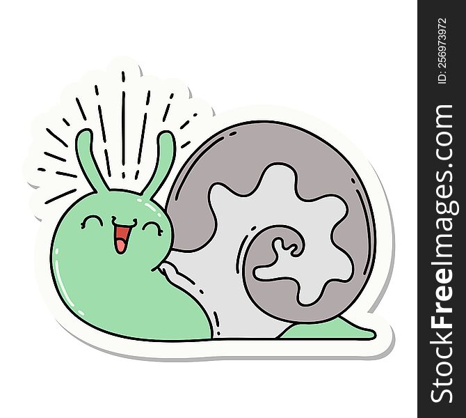Sticker Of Tattoo Style Happy Snail