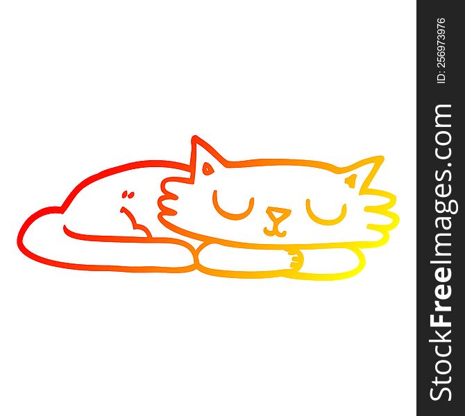 warm gradient line drawing cartoon sleeping cat