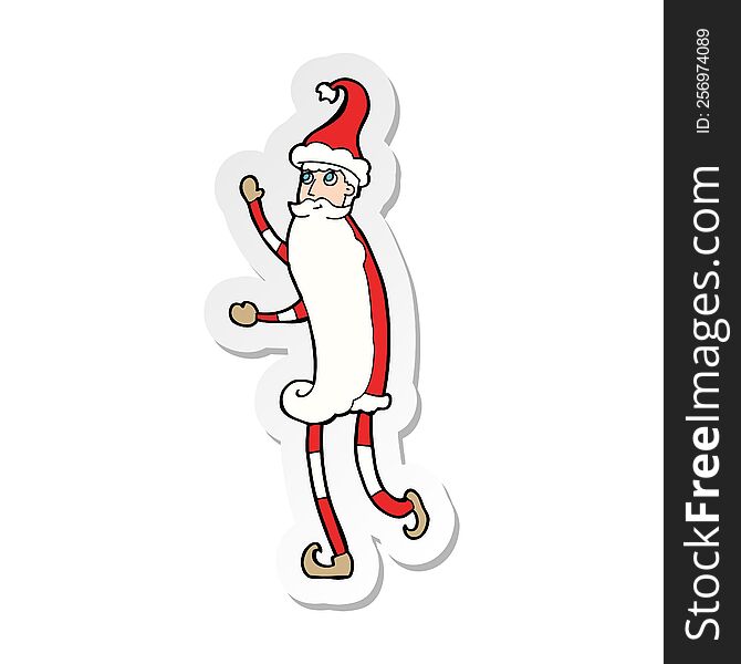 sticker of a cartoon skinny santa