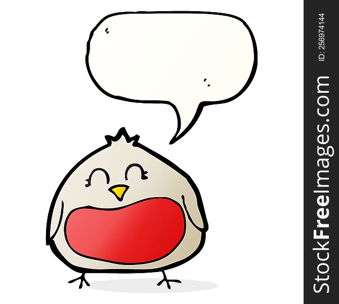 Funny Cartoon Christmas Robin With Speech Bubble
