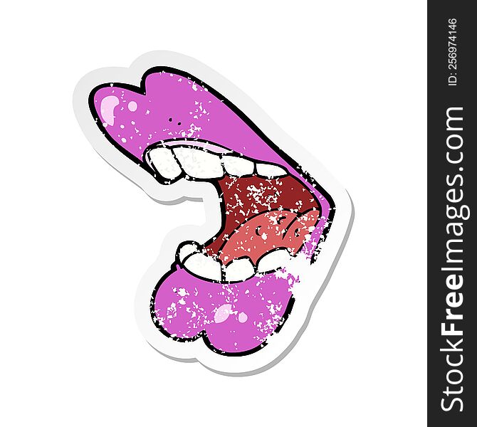 retro distressed sticker of a cartoon halloween mouth