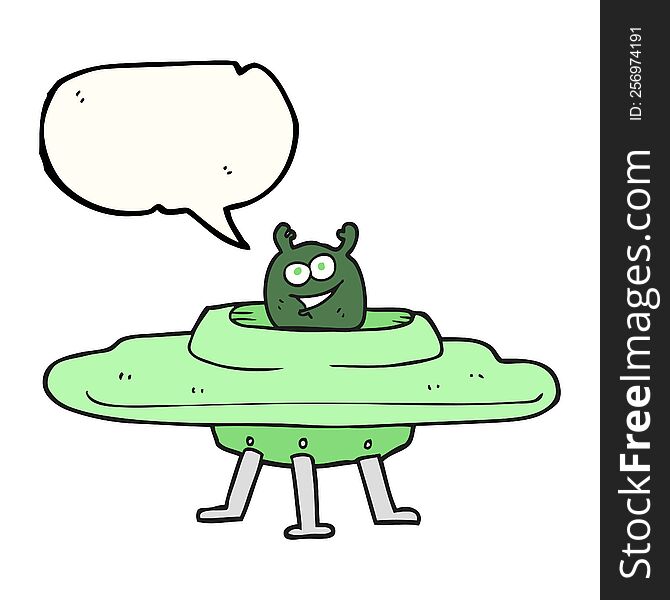 freehand drawn speech bubble cartoon spaceship