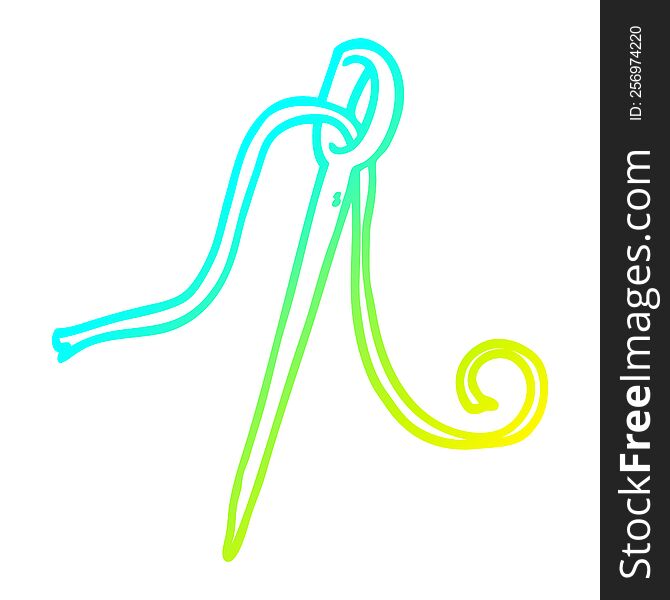 cold gradient line drawing of a cartoon needle and thread