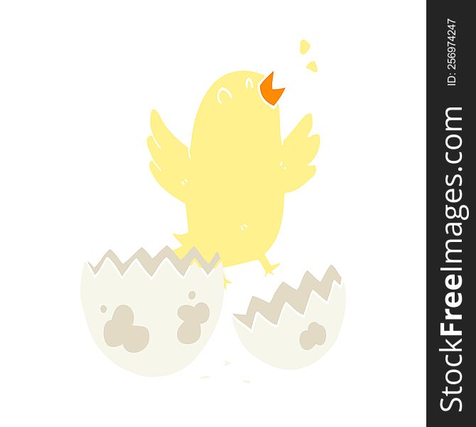 flat color style cartoon bird hatching from egg