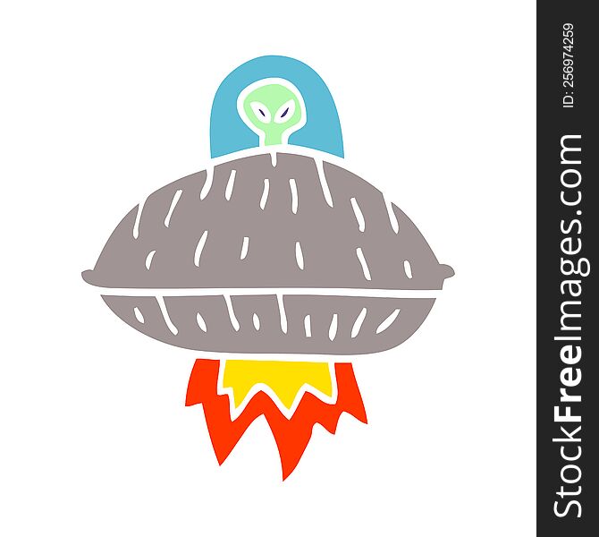 Cartoon Doodle Alien Spaceship