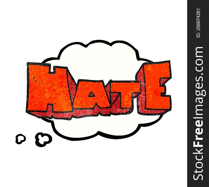 freehand drawn thought bubble textured cartoon word Hate