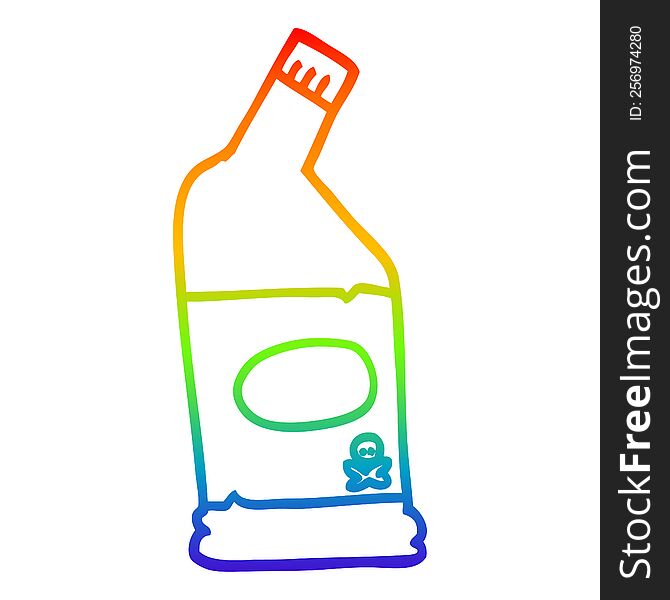 rainbow gradient line drawing of a cartoon bleach cleaner