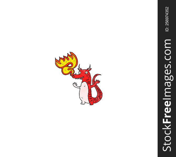 fire breathing cartoon little dragon