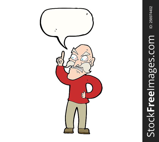 cartoon old man laying down rules with speech bubble