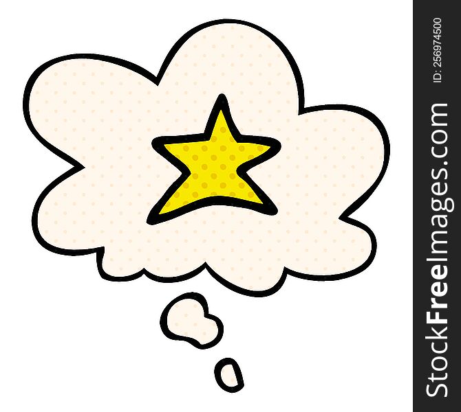 Cartoon Star Symbol And Thought Bubble In Comic Book Style