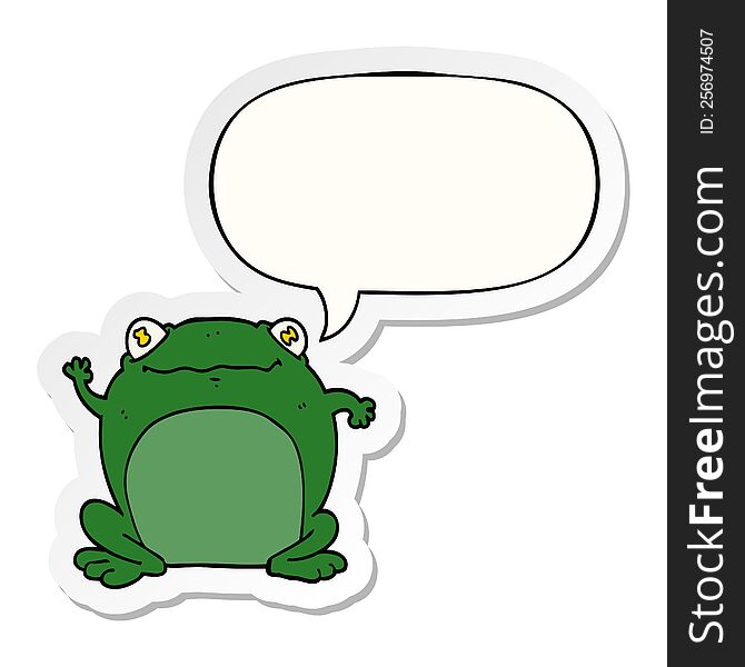 Cartoon Frog And Speech Bubble Sticker