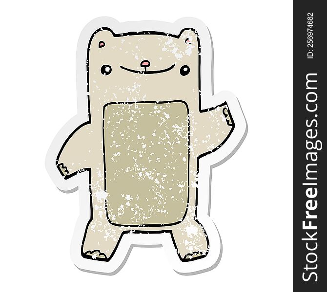 Distressed Sticker Of A Cartoon Teddy Bear
