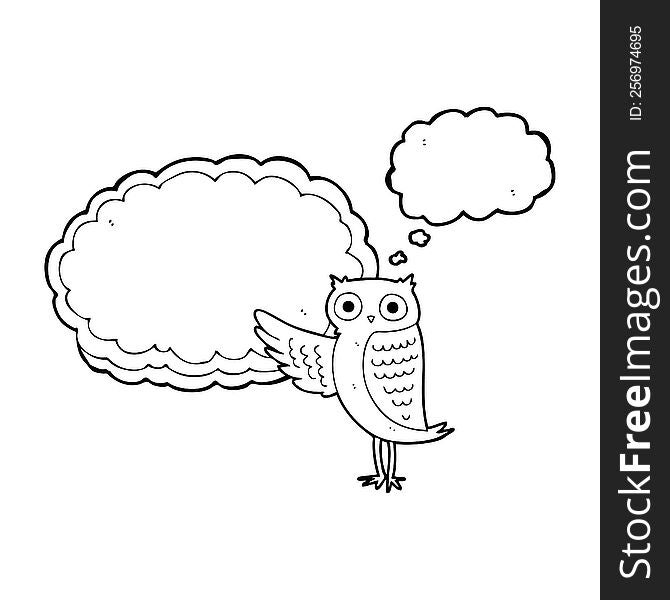 Thought Bubble Cartoon Owl Pointing