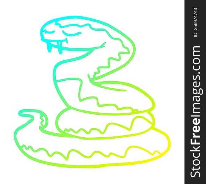Cold Gradient Line Drawing Cartoon Snake
