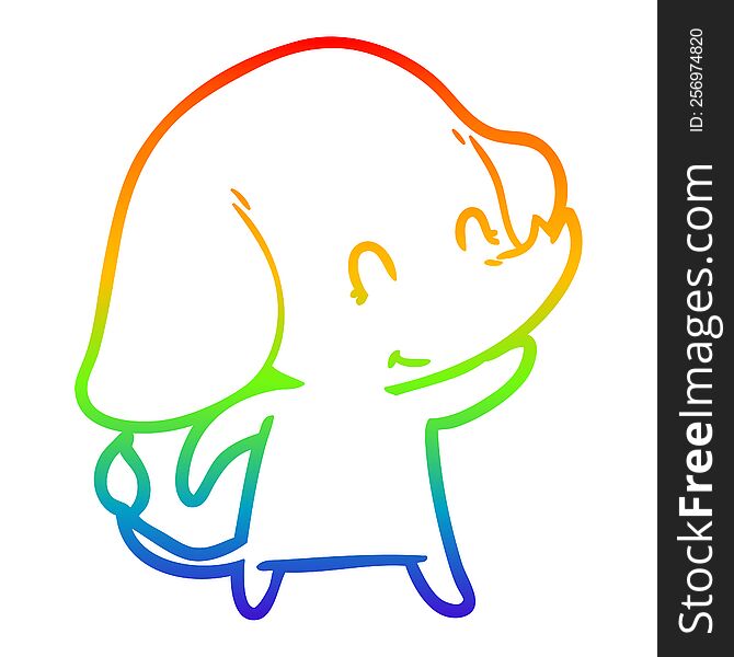 rainbow gradient line drawing cute cartoon elephant