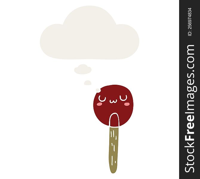 cartoon lollipop with thought bubble in retro style