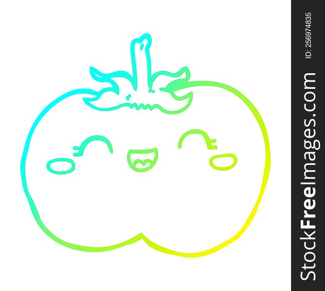 cold gradient line drawing of a cartoon tomato