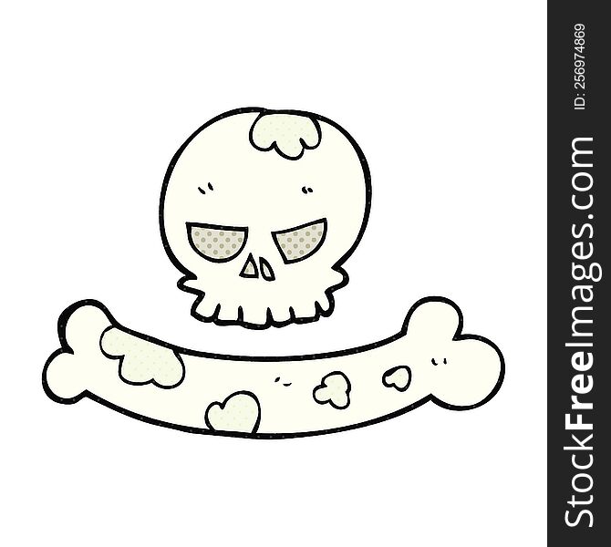 freehand drawn cartoon skull and bone symbol