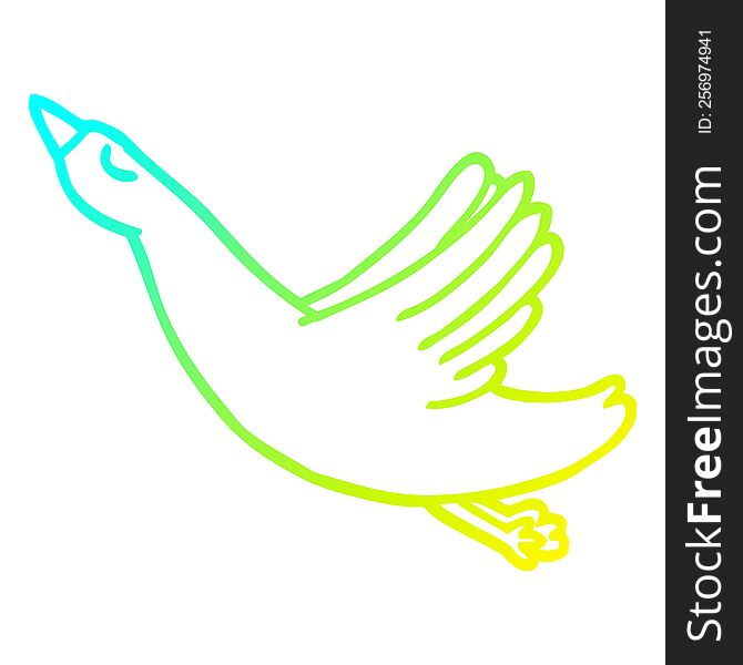 Cold Gradient Line Drawing Cartoon Flying Duck