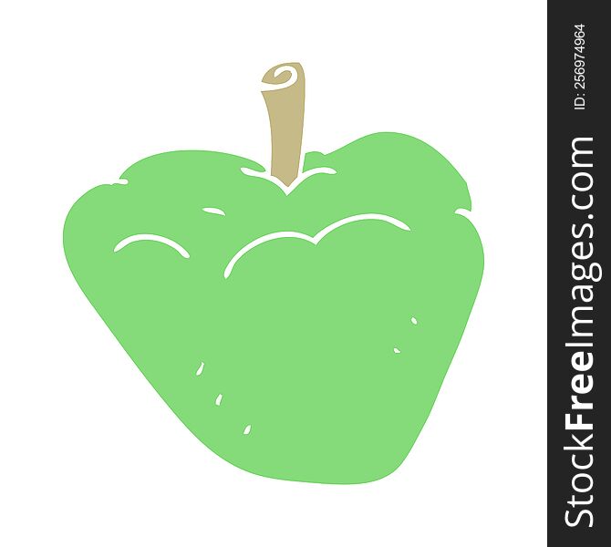 Flat Color Illustration Of A Cartoon Organic Apple