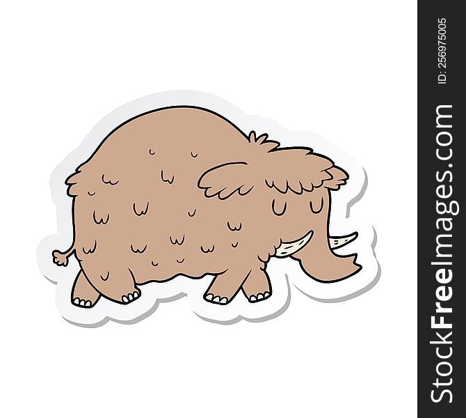 sticker of a cartoon prehistoric mammoth