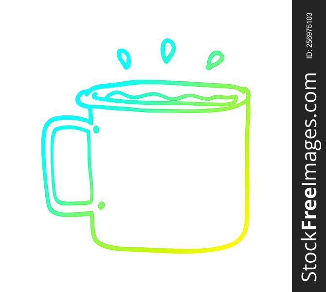 Cold Gradient Line Drawing Cartoon Camping Cup Of Coffee