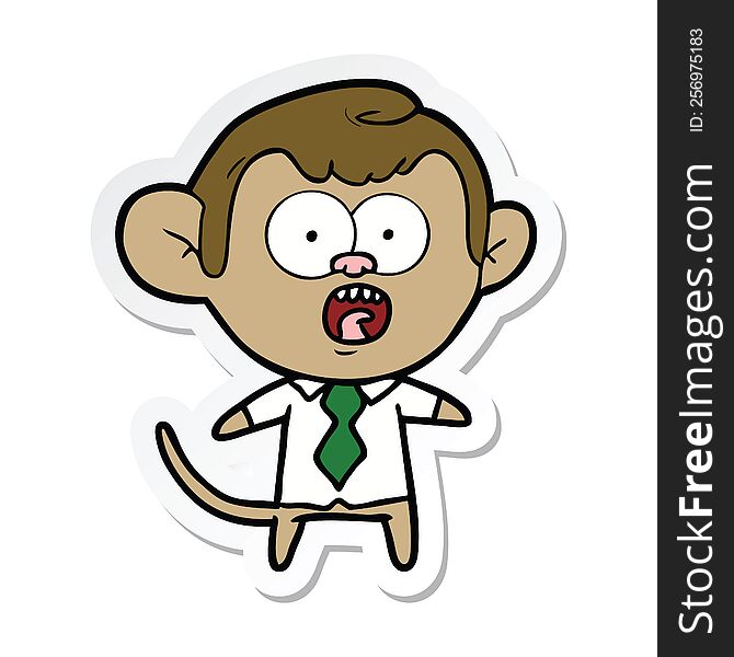 Sticker Of A Cartoon Business Monkey