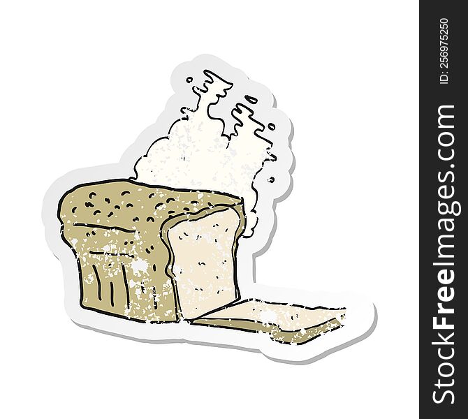 Retro Distressed Sticker Of A Cartoon Fresh Baked Bread